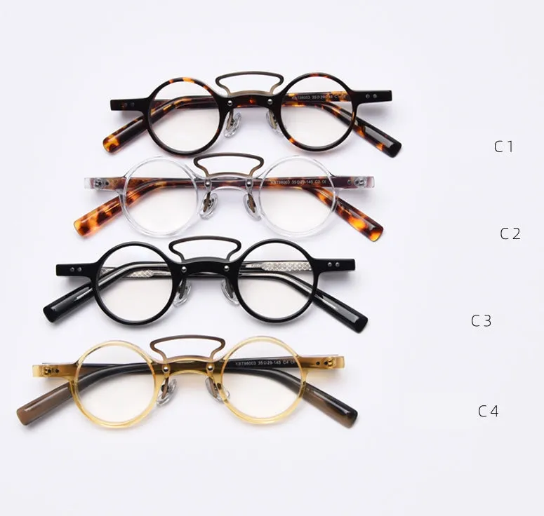 CCspace Unisex Full Rim Round Acetate Punk Double Bridge Frame Eyeglasses 49805