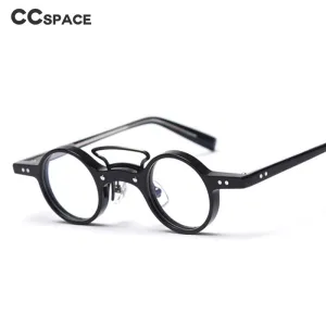 CCspace Unisex Full Rim Round Acetate Punk Double Bridge Frame Eyeglasses 49805