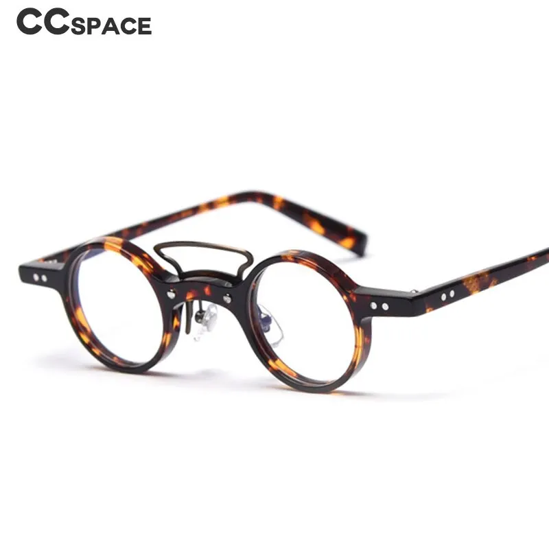 CCspace Unisex Full Rim Round Acetate Punk Double Bridge Frame Eyeglasses 49805