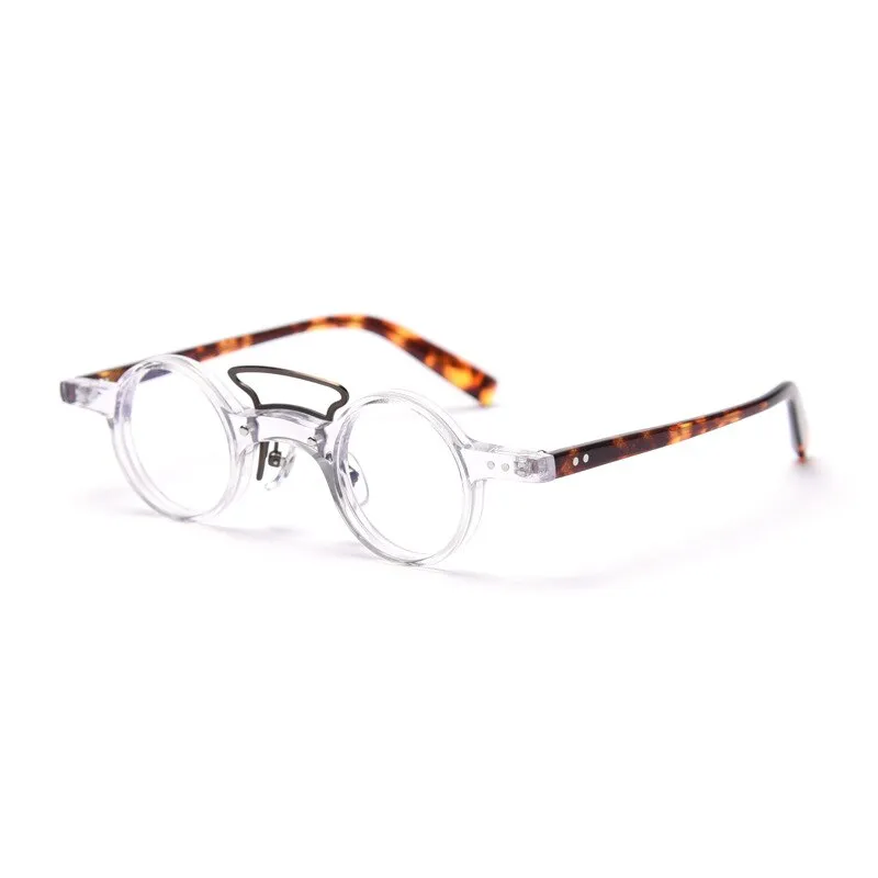 CCspace Unisex Full Rim Round Acetate Punk Double Bridge Frame Eyeglasses 49805