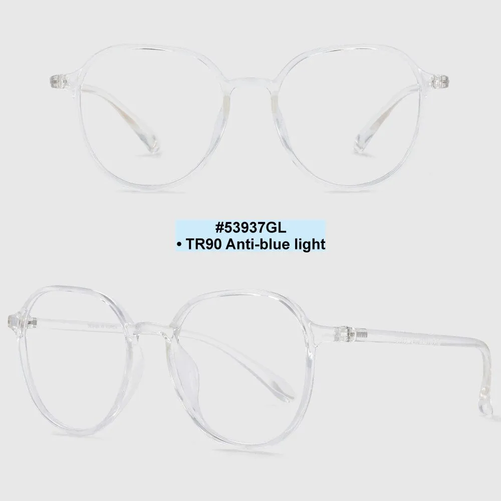 CCspace Unisex Full Rim Round Square Tr 90 Titanium Frame Eyeglasses 53937