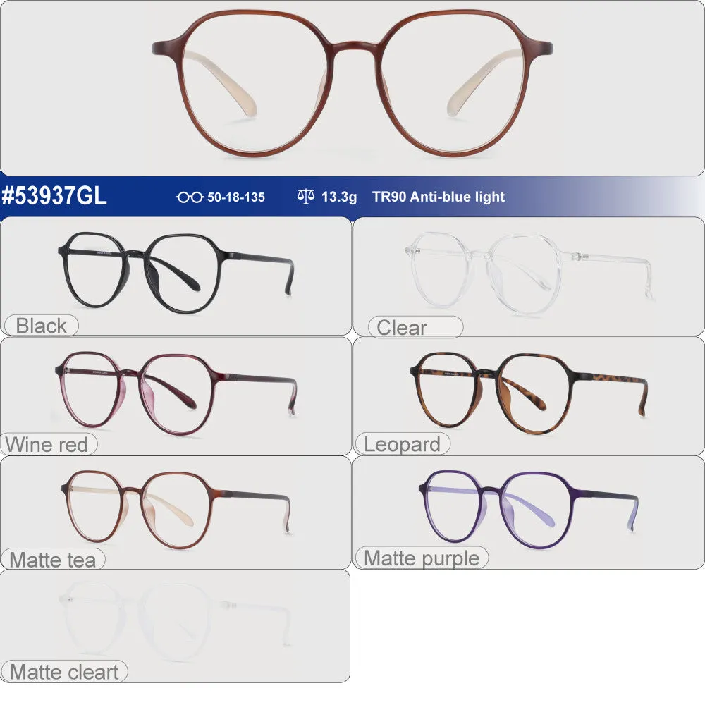 CCspace Unisex Full Rim Round Square Tr 90 Titanium Frame Eyeglasses 53937
