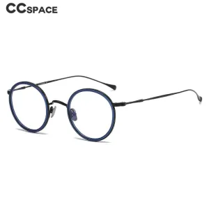 CCspace Unisex Full Rim Round Titanium Eyeglasses 53234