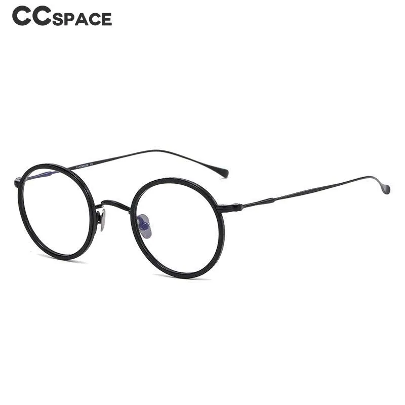 CCspace Unisex Full Rim Round Titanium Eyeglasses 53234