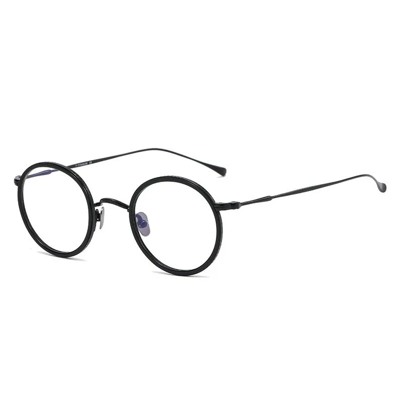 CCspace Unisex Full Rim Round Titanium Eyeglasses 53234