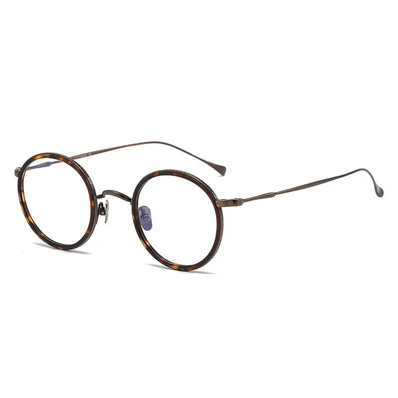CCspace Unisex Full Rim Round Titanium Eyeglasses 53234