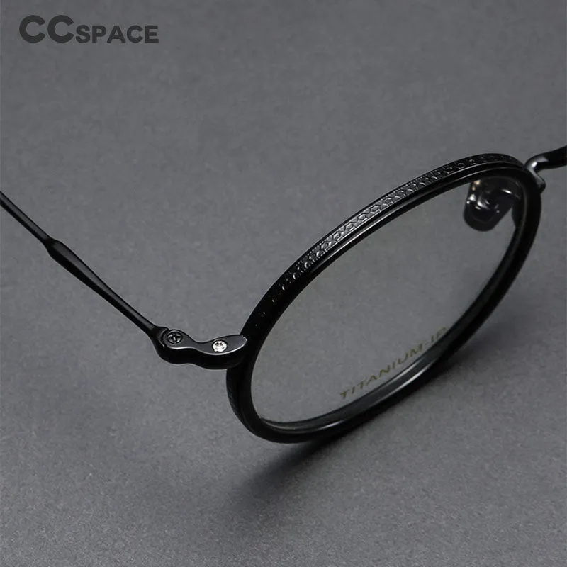 CCspace Unisex Full Rim Round Titanium Eyeglasses 53234