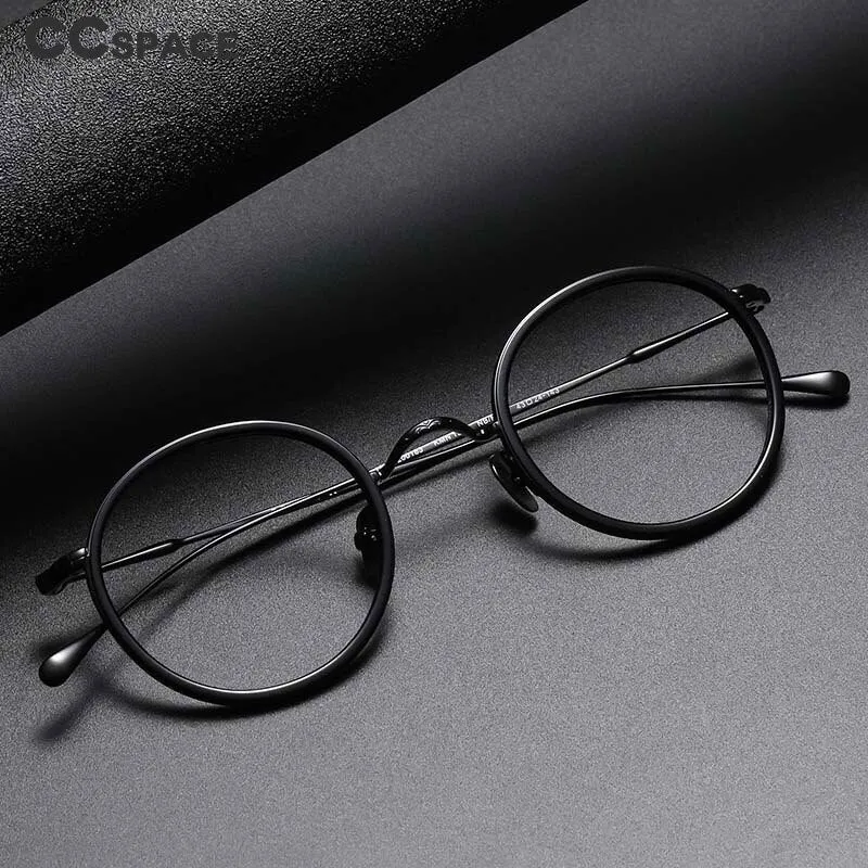 CCspace Unisex Full Rim Round Titanium Eyeglasses 53234