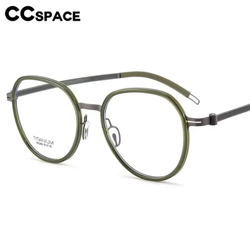 CCspace Unisex Full Rim Round Titanium Eyeglasses 57284