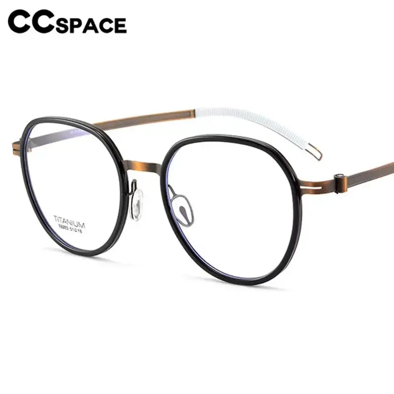 CCspace Unisex Full Rim Round Titanium Eyeglasses 57284