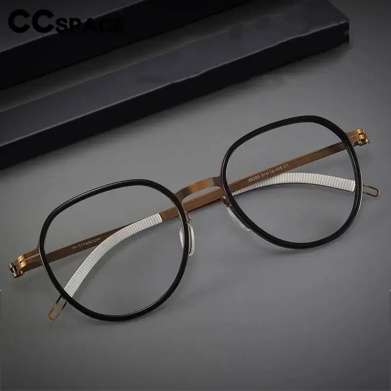 CCspace Unisex Full Rim Round Titanium Eyeglasses 57284