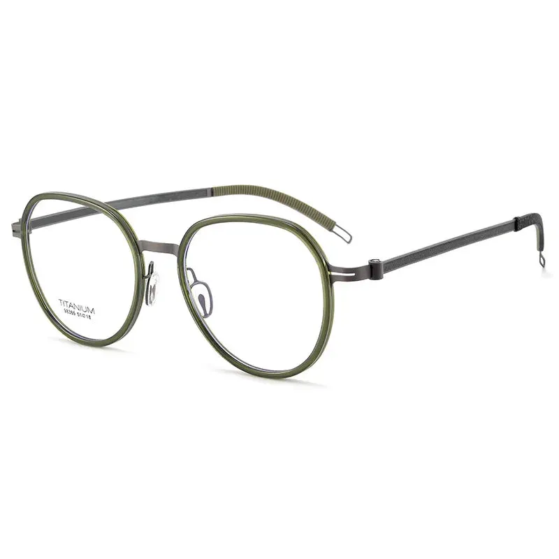 CCspace Unisex Full Rim Round Titanium Eyeglasses 57284