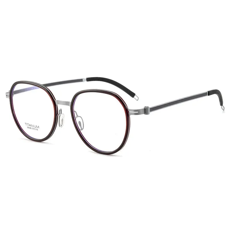 CCspace Unisex Full Rim Round Titanium Eyeglasses 57284