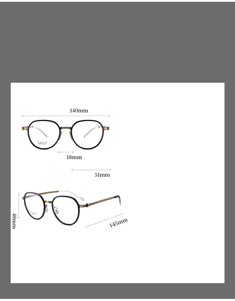 CCspace Unisex Full Rim Round Titanium Eyeglasses 57284