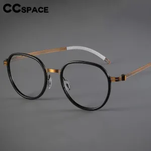 CCspace Unisex Full Rim Round Titanium Eyeglasses 57284