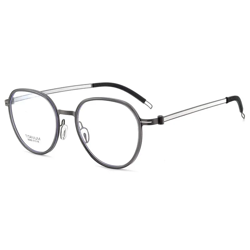 CCspace Unisex Full Rim Round Titanium Eyeglasses 57284