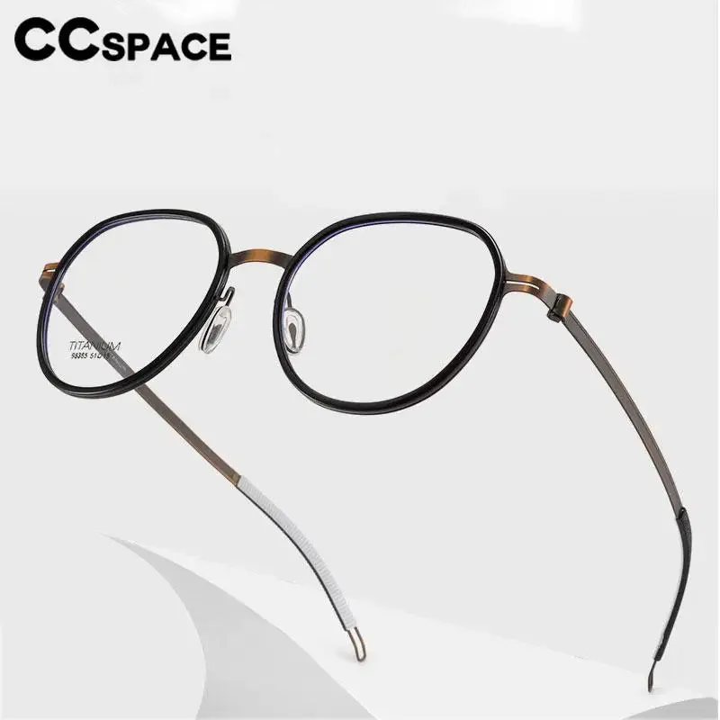 CCspace Unisex Full Rim Round Titanium Eyeglasses 57284