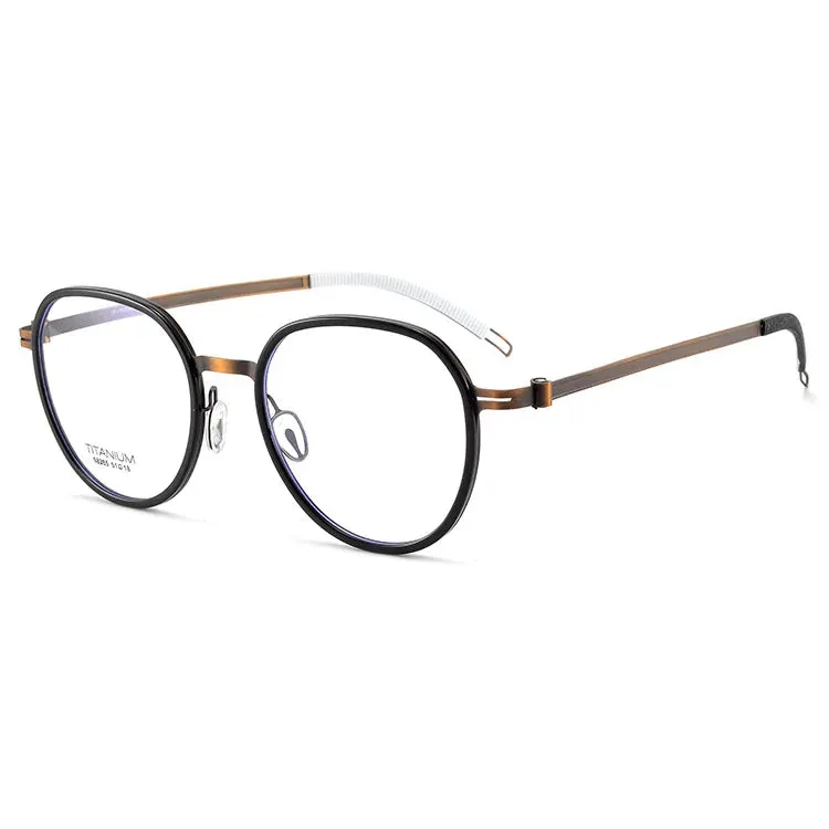 CCspace Unisex Full Rim Round Titanium Eyeglasses 57284