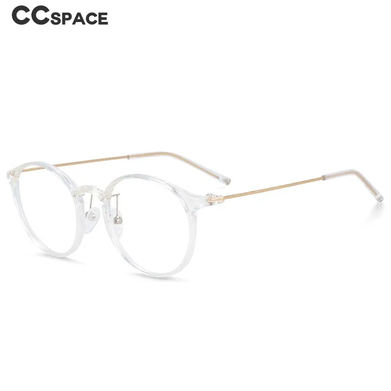 CCspace Unisex Full Rim Round Tr 90 Titanium Frame Eyeglasses 54274