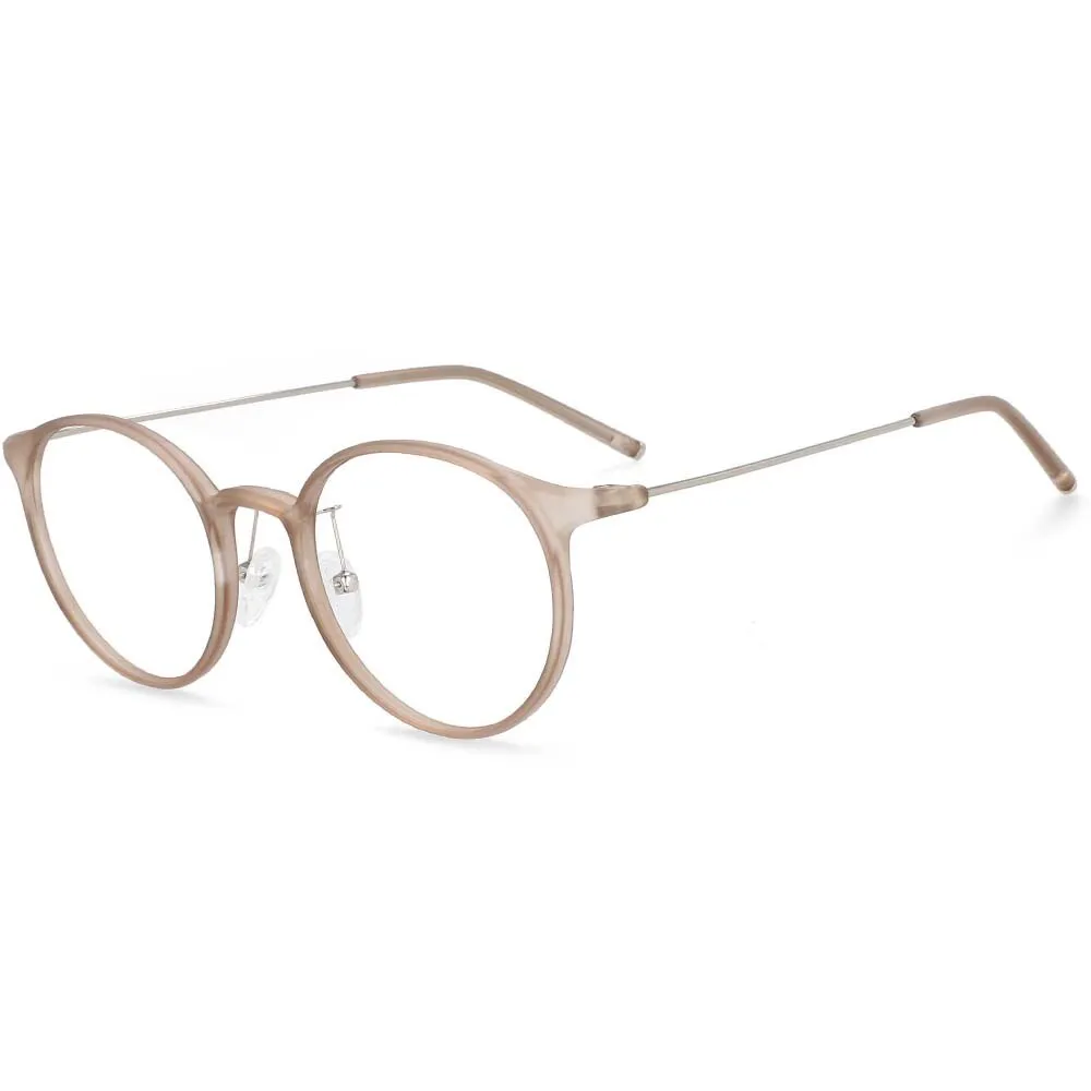 CCspace Unisex Full Rim Round Tr 90 Titanium Frame Eyeglasses 54274