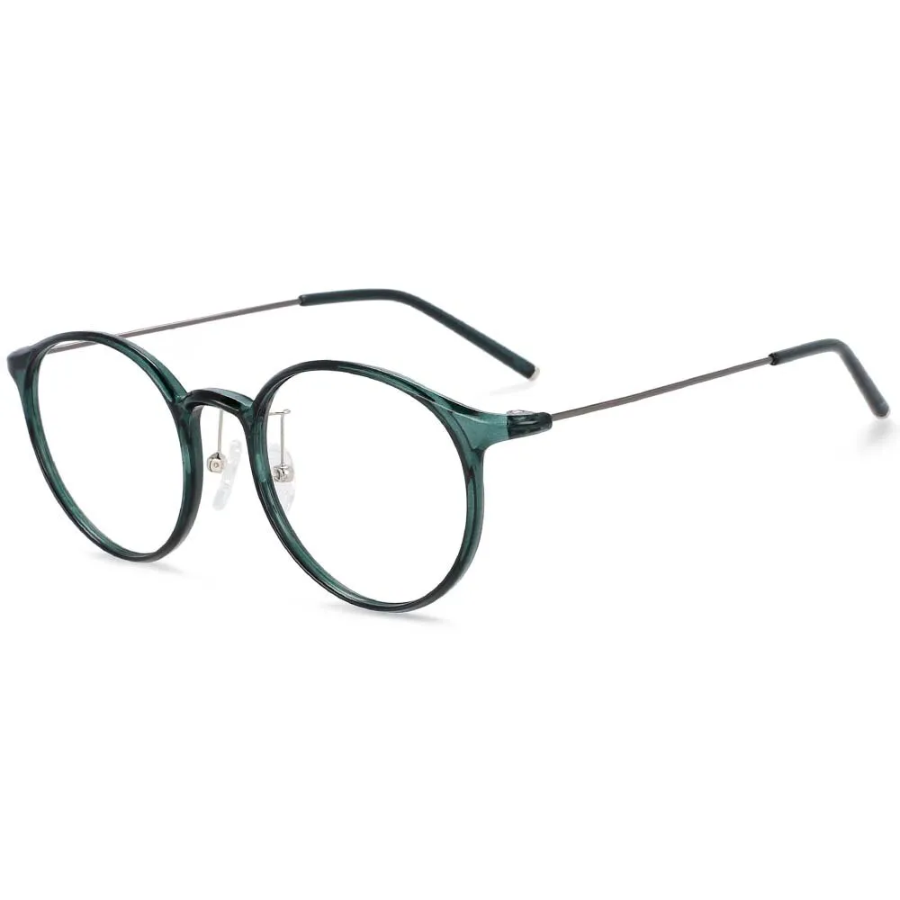 CCspace Unisex Full Rim Round Tr 90 Titanium Frame Eyeglasses 54274