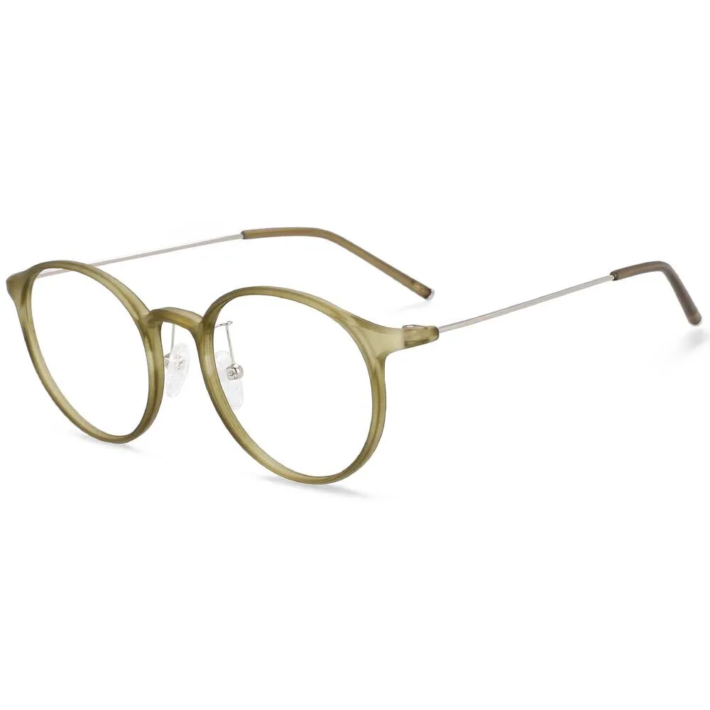 CCspace Unisex Full Rim Round Tr 90 Titanium Frame Eyeglasses 54274
