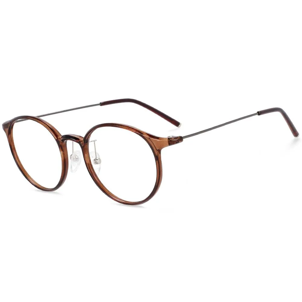 CCspace Unisex Full Rim Round Tr 90 Titanium Frame Eyeglasses 54274