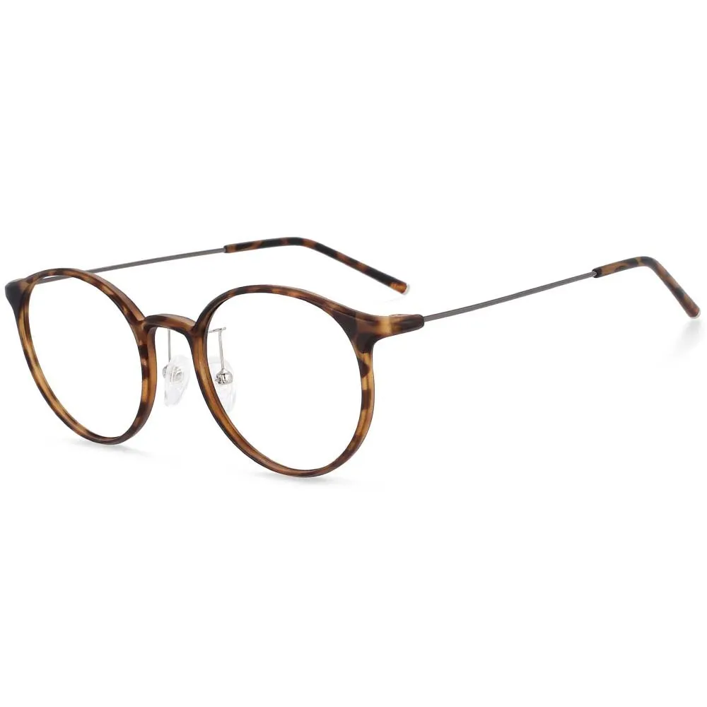 CCspace Unisex Full Rim Round Tr 90 Titanium Frame Eyeglasses 54274