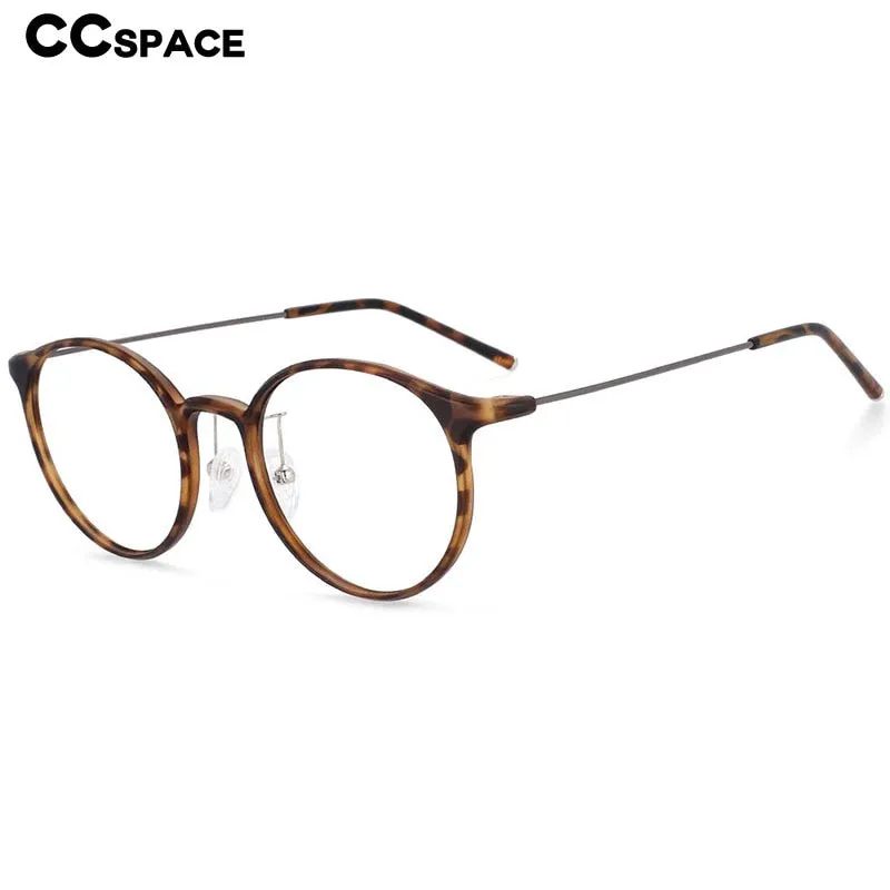 CCspace Unisex Full Rim Round Tr 90 Titanium Frame Eyeglasses 54274