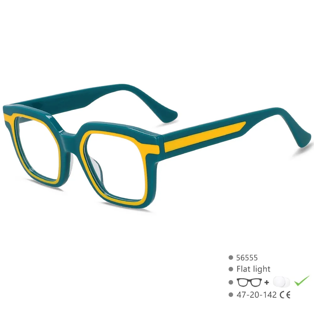 CCspace Unisex Full Rim Square Acetate Eyeglasses 56555