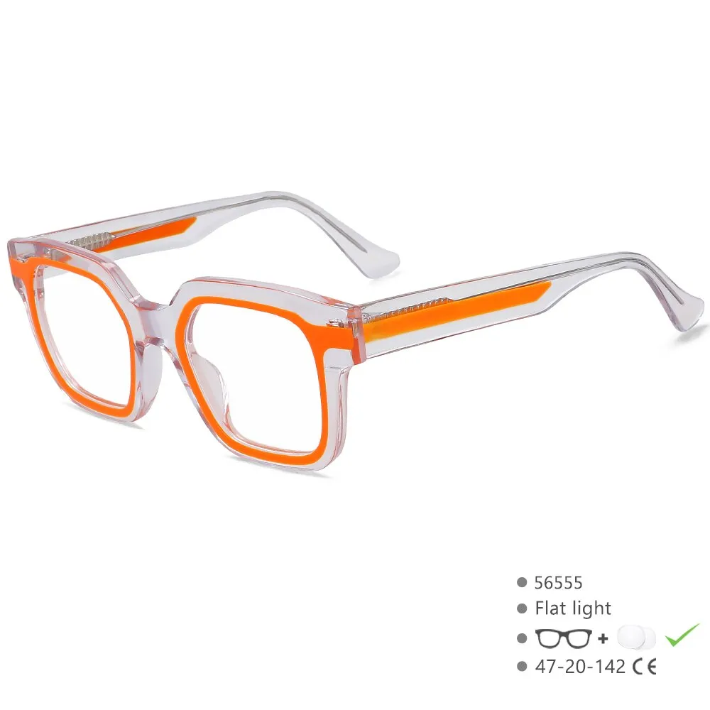 CCspace Unisex Full Rim Square Acetate Eyeglasses 56555