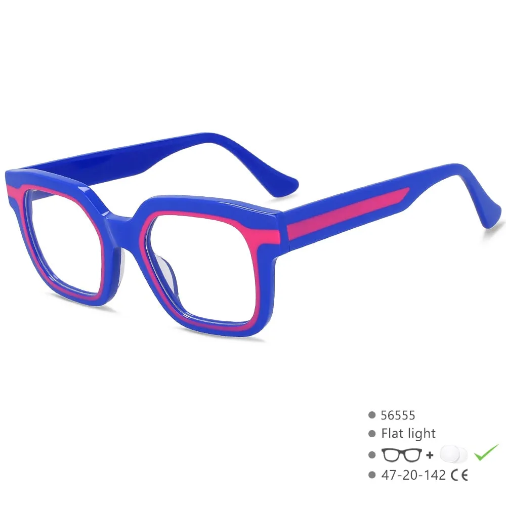 CCspace Unisex Full Rim Square Acetate Eyeglasses 56555