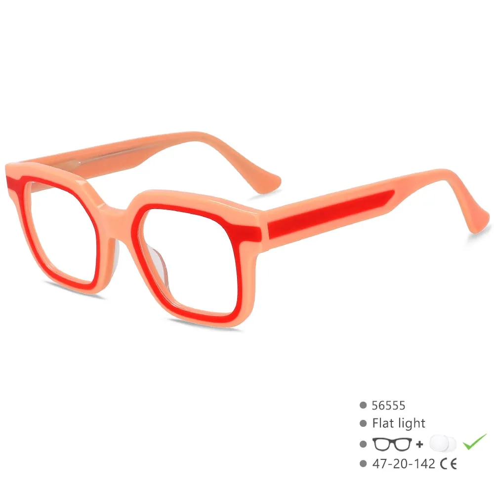 CCspace Unisex Full Rim Square Acetate Eyeglasses 56555