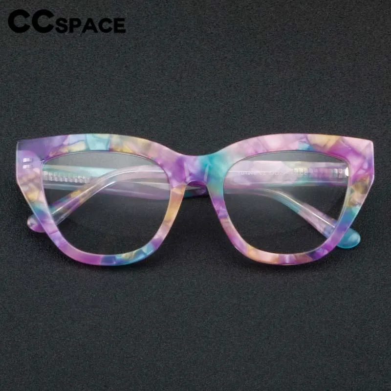 CCspace Unisex Full Rim Square Cat Eye Acetate Eyeglasses 56813
