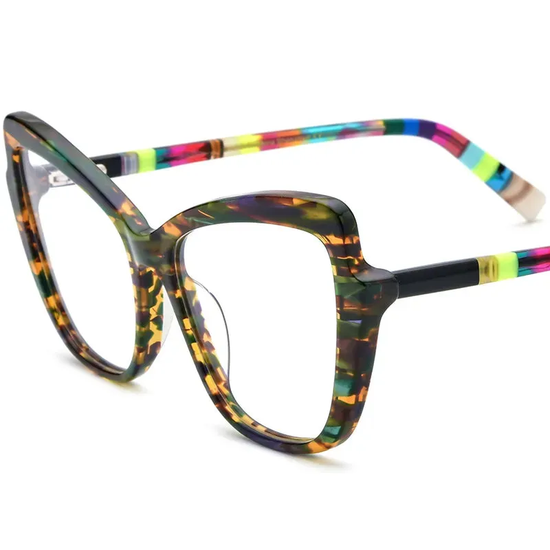 CCspace Unisex Full Rim Square Cat Eye Acetate Eyeglasses 56928