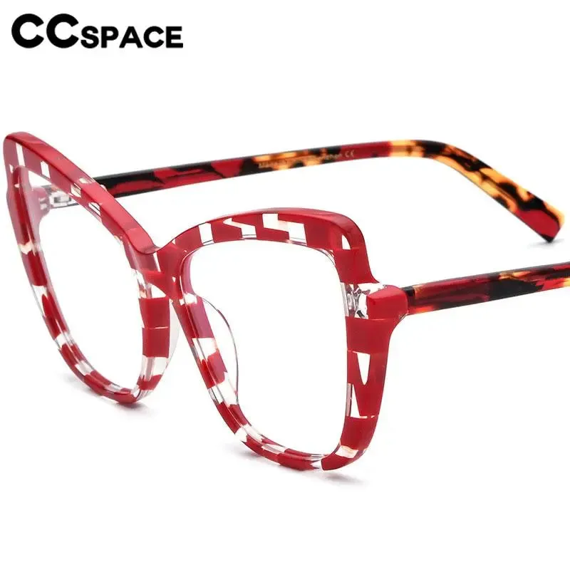 CCspace Unisex Full Rim Square Cat Eye Acetate Eyeglasses 56928