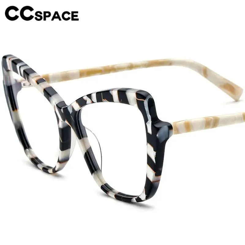 CCspace Unisex Full Rim Square Cat Eye Acetate Eyeglasses 56928