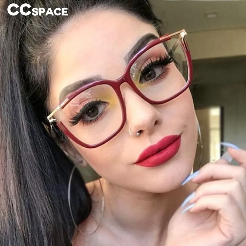 CCspace Unisex Full Rim Square Cat Eye Acetate Frame Eyeglasses 48054
