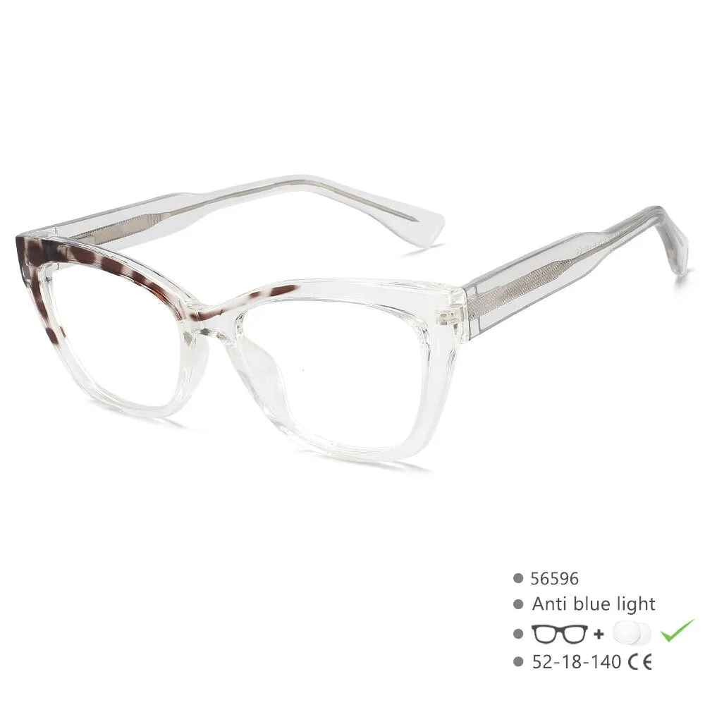 CCspace Unisex Full Rim Square Cat Eye Tr 90 Titanium Eyeglasses 56596