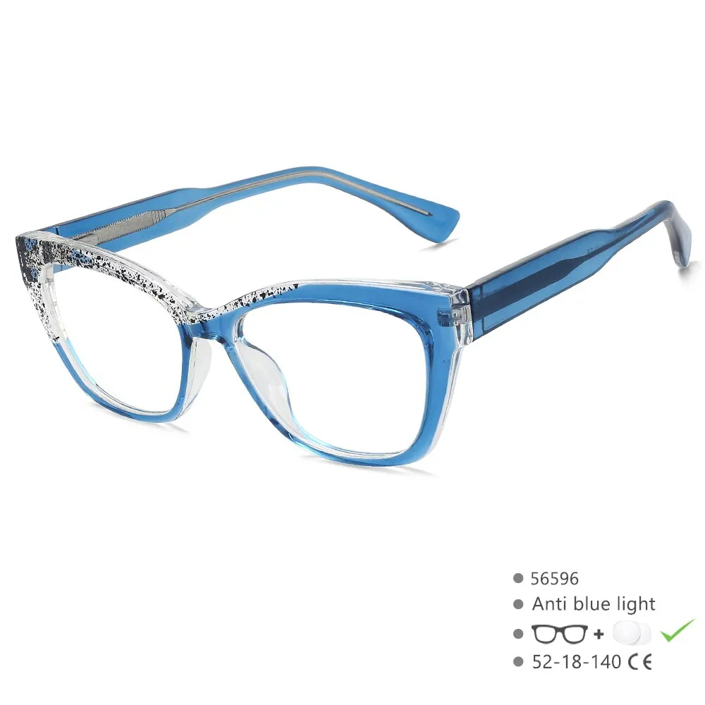 CCspace Unisex Full Rim Square Cat Eye Tr 90 Titanium Eyeglasses 56596