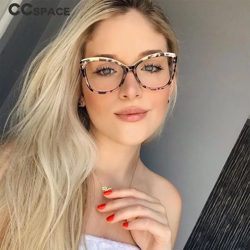CCspace Unisex Full Rim Square Cat Eye Tr 90 Titanium Frame Eyeglasses 48168