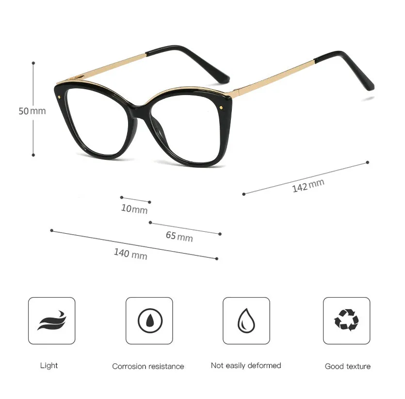 CCspace Unisex Full Rim Square Cat Eye Tr 90 Titanium Frame Eyeglasses 48168