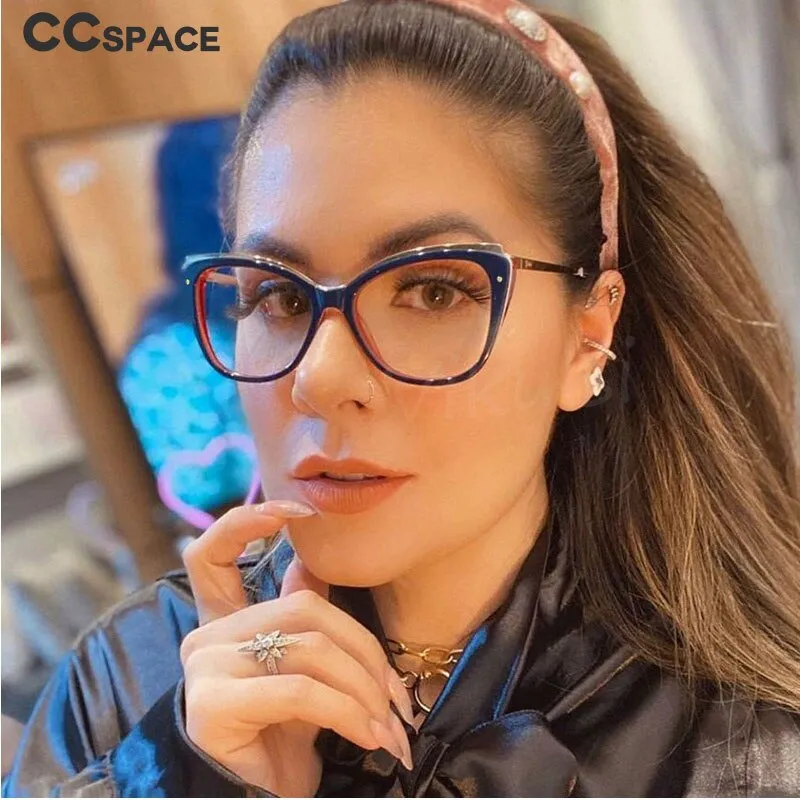 CCspace Unisex Full Rim Square Cat Eye Tr 90 Titanium Frame Eyeglasses 48168