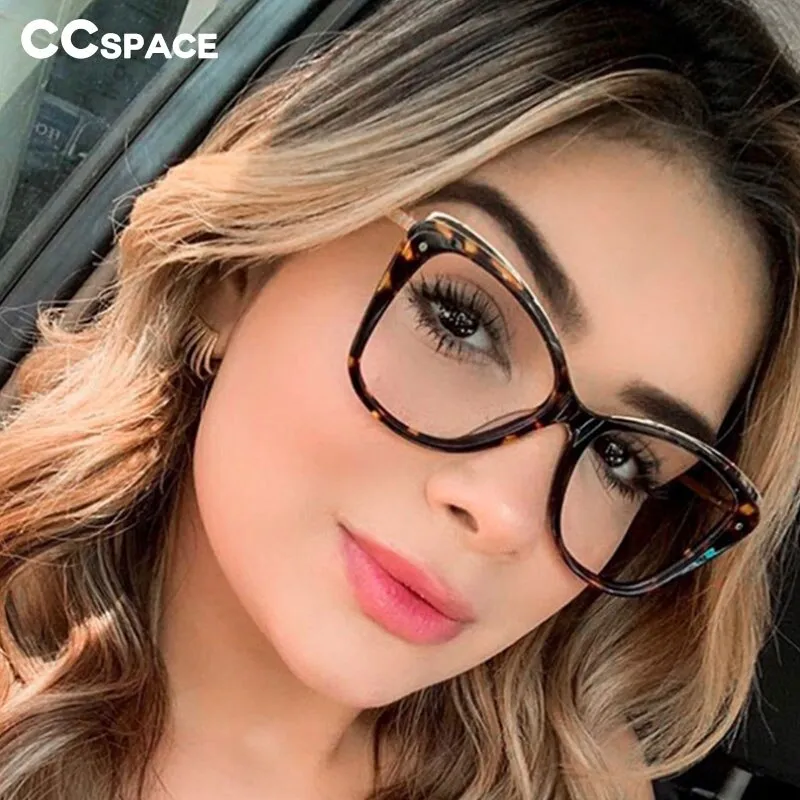 CCspace Unisex Full Rim Square Cat Eye Tr 90 Titanium Frame Eyeglasses 48168