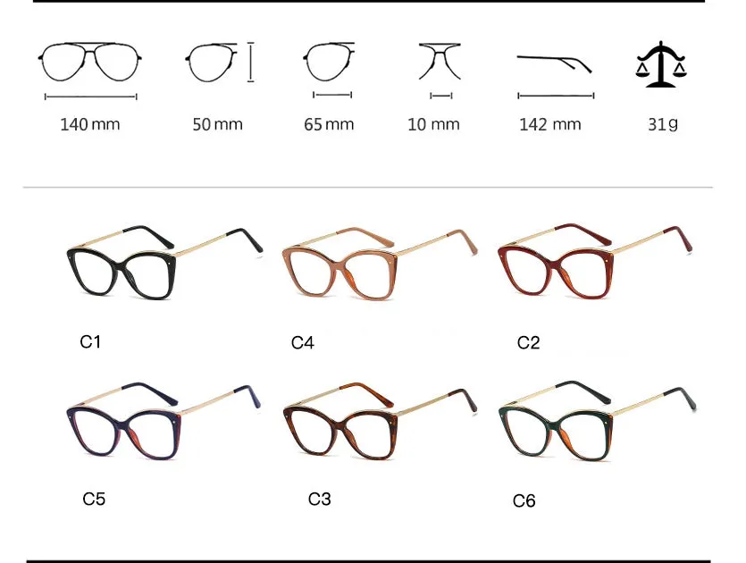 CCspace Unisex Full Rim Square Cat Eye Tr 90 Titanium Frame Eyeglasses 48168