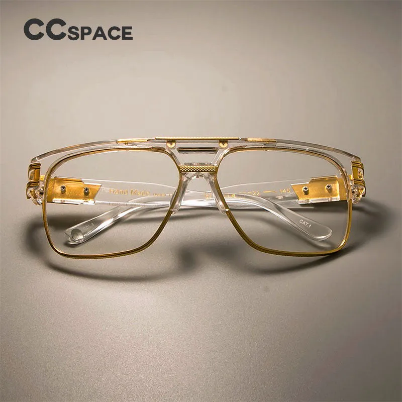 CCspace Unisex Full Rim Square Double Bridge Alloy Frame Eyeglasses Su108