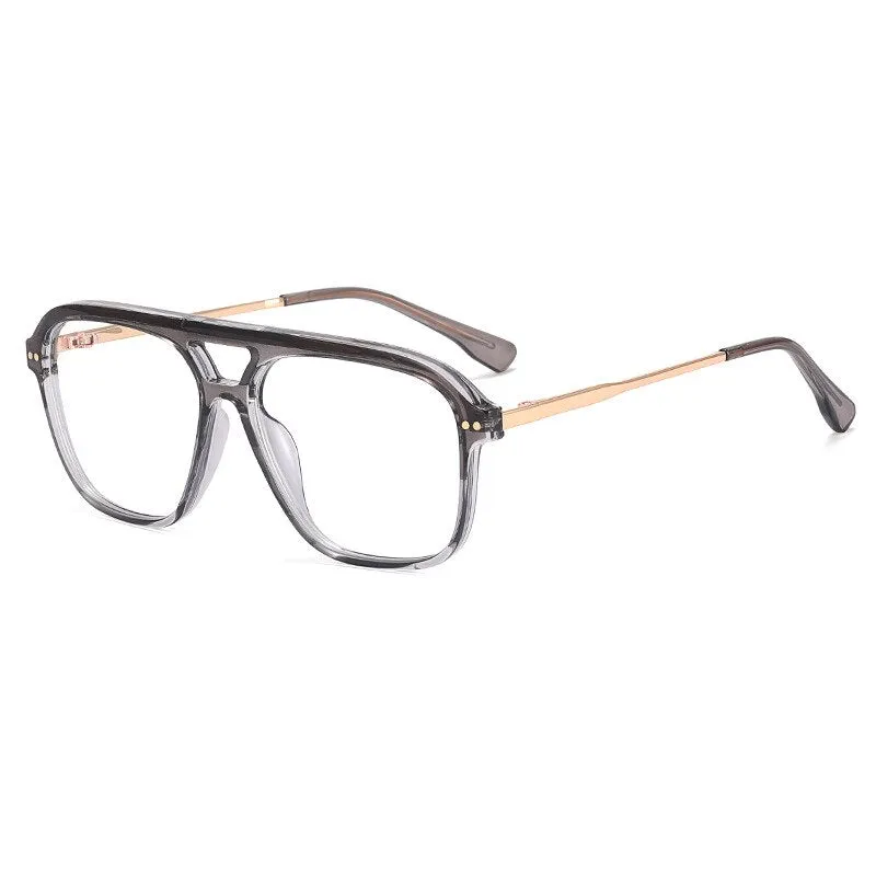 CCspace Unisex Full Rim Square Double Bridge Tr 90 Titanium Eyeglasses 56714