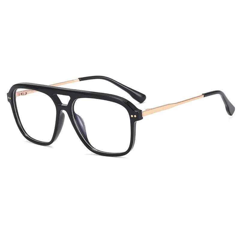 CCspace Unisex Full Rim Square Double Bridge Tr 90 Titanium Eyeglasses 56714