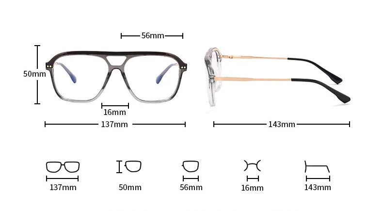 CCspace Unisex Full Rim Square Double Bridge Tr 90 Titanium Eyeglasses 56714