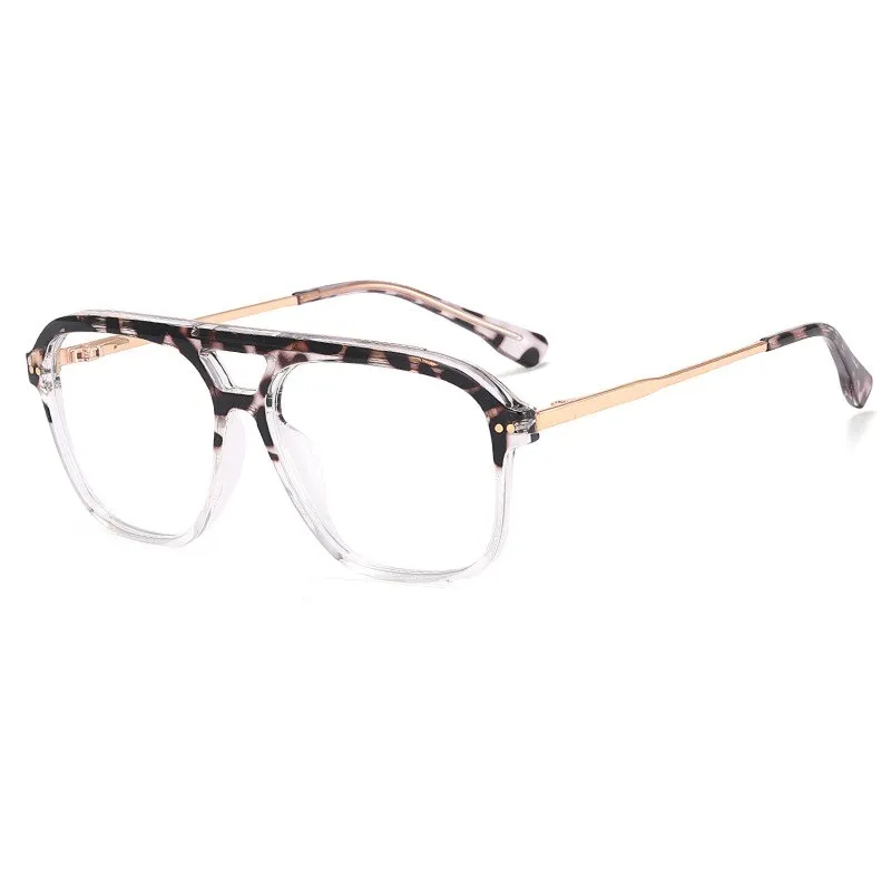 CCspace Unisex Full Rim Square Double Bridge Tr 90 Titanium Eyeglasses 56714